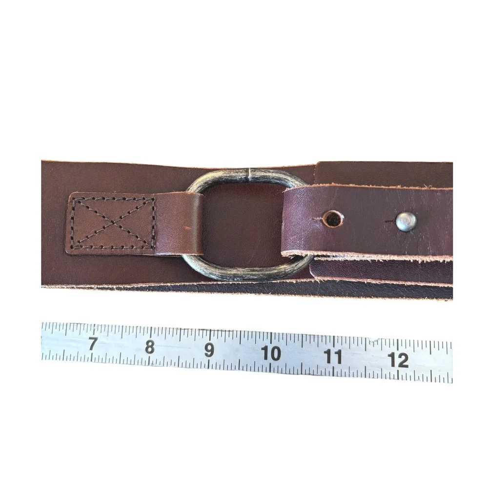 J.Jill Belt Statement Medium Brown Leather Ring Buckle Casual Chic Minimalist